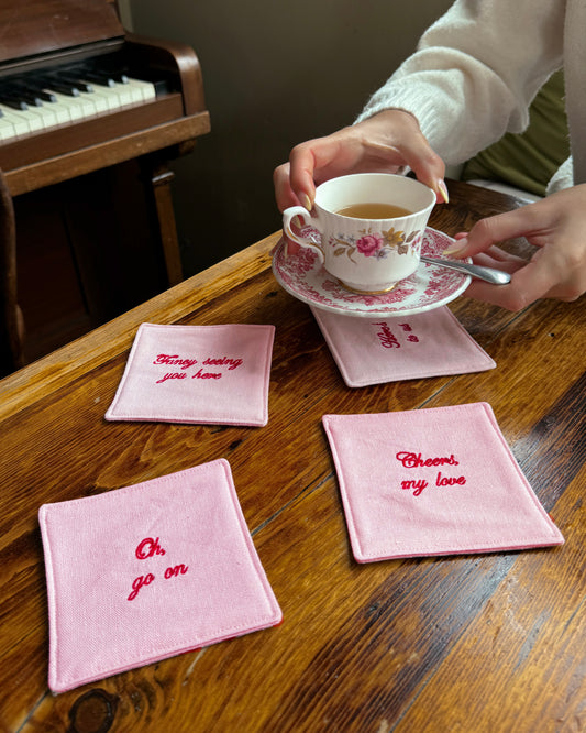 Here's To Us Coaster Set - Blush